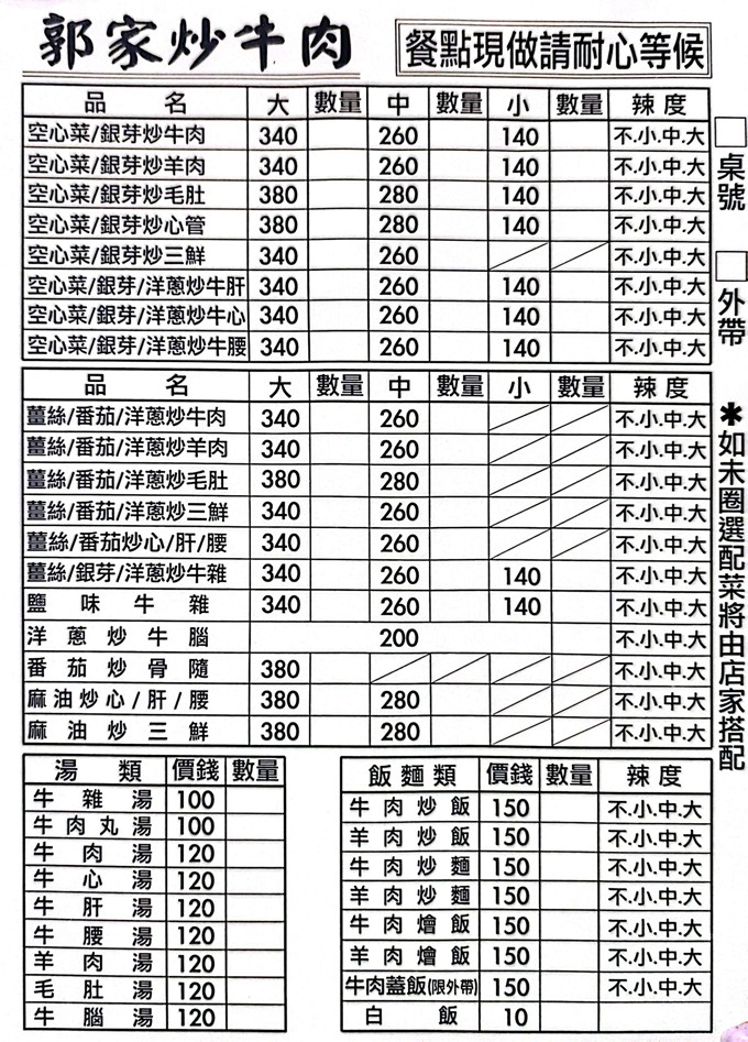 郭家炒牛肉,郭家炒牛肉菜單,華西街炒牛肉,華西街美食 @PEKO の Simple Life