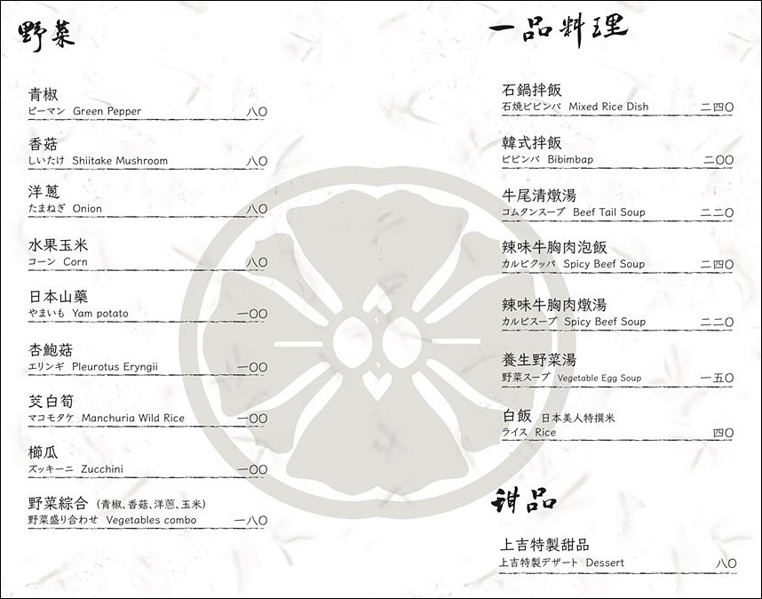 上吉燒肉菜單,台北燒肉,東區美食,國父紀念館美食,東區燒肉,上吉燒肉 @PEKO の Simple Life